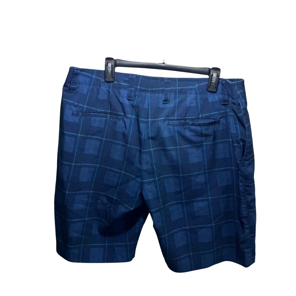 Callaway Mens Blue Plaid Golf Shorts Size 38 Elastic Waist Stretch Performance